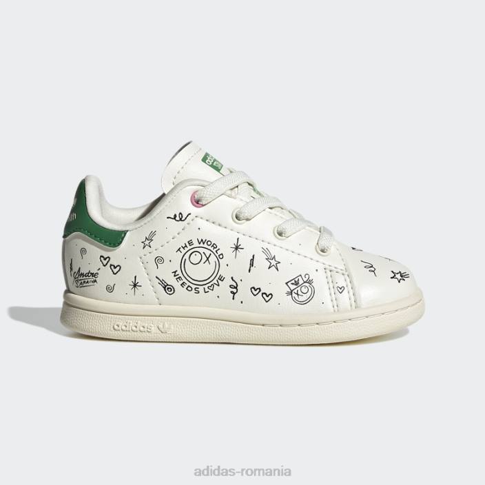 Adidas pantofi stan smith alb fierbinte copii alb negru 2JBN12044