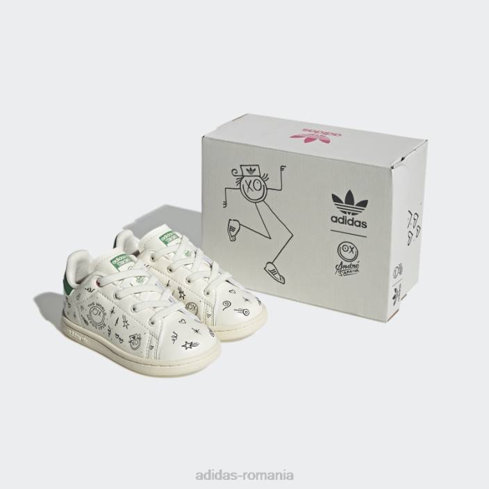 Adidas pantofi stan smith alb fierbinte copii alb negru 2JBN12044