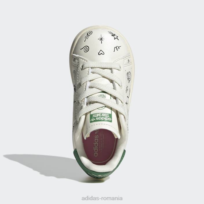 Adidas pantofi stan smith alb fierbinte copii alb negru 2JBN12044