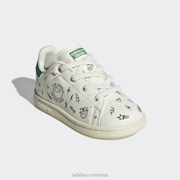 Adidas pantofi stan smith alb fierbinte copii alb negru 2JBN12044