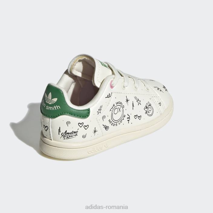 Adidas pantofi stan smith alb fierbinte copii alb negru 2JBN12044
