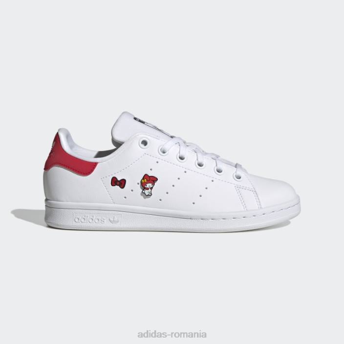 Adidas pantofi stan smith roșii de modă copii alb/negru/rosu 2JBN11420