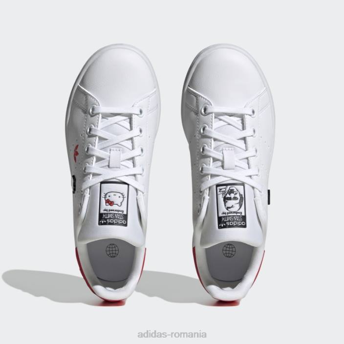 Adidas pantofi stan smith roșii de modă copii alb/negru/rosu 2JBN11420