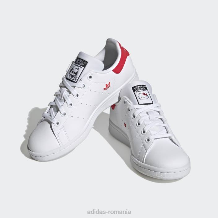 Adidas pantofi stan smith roșii de modă copii alb/negru/rosu 2JBN11420