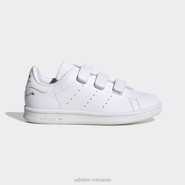 Adidas pantofi stan smith violet șoc elegant copii alb/verde/mov de șoc 2JBN17935