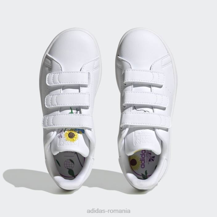 Adidas pantofi stan smith violet șoc elegant copii alb/verde/mov de șoc 2JBN17935