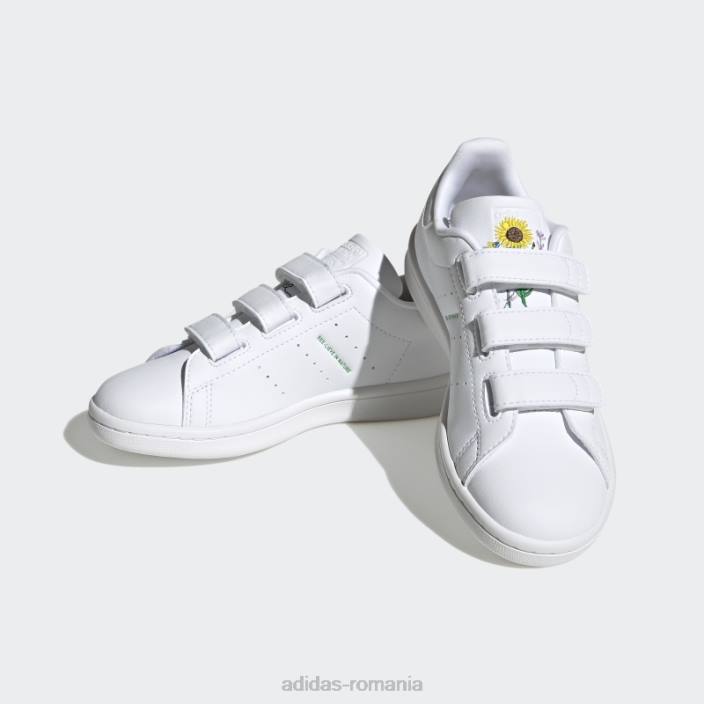 Adidas pantofi stan smith violet șoc elegant copii alb/verde/mov de șoc 2JBN17935
