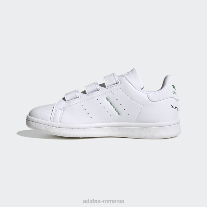 Adidas pantofi stan smith violet șoc elegant copii alb/verde/mov de șoc 2JBN17935