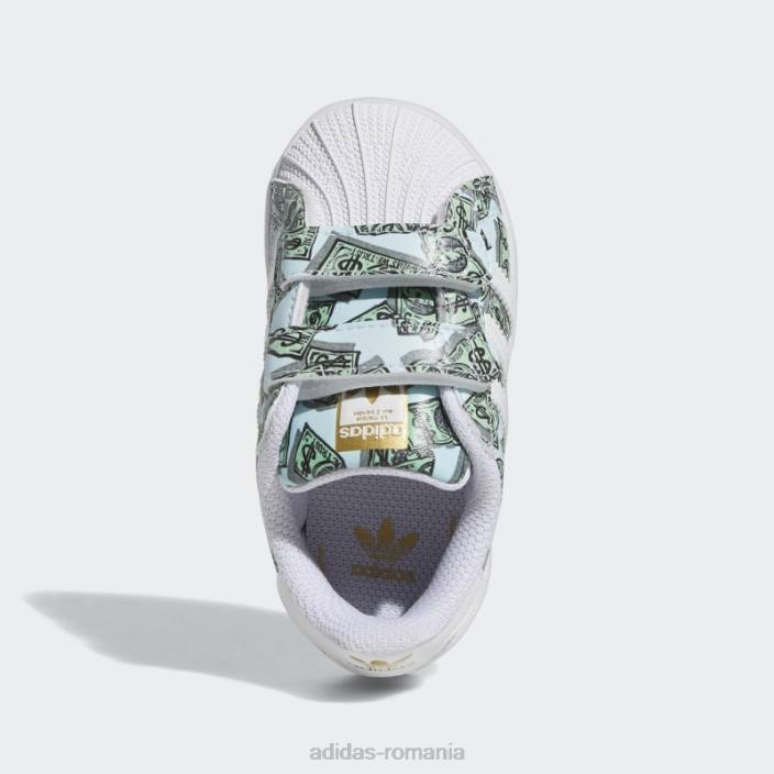 Adidas pantofi superstar cu imprimeu bani jeremy scott albi copii alb/auriu metalic 2JBN17978