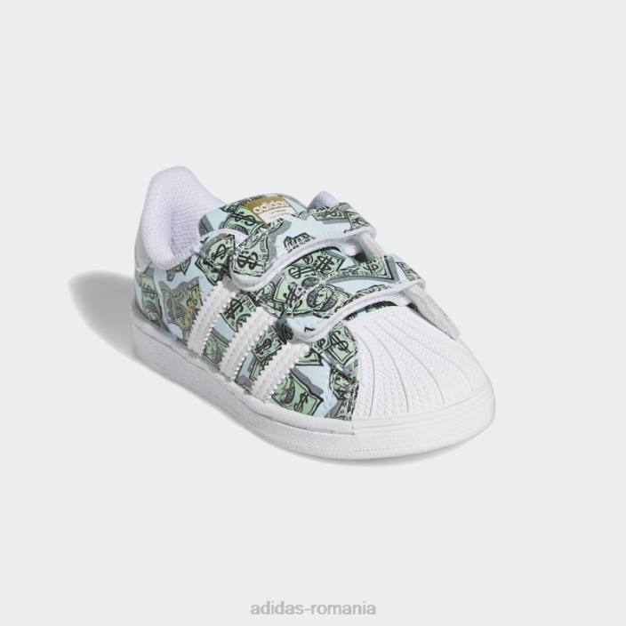 Adidas pantofi superstar cu imprimeu bani jeremy scott albi copii alb/auriu metalic 2JBN17978