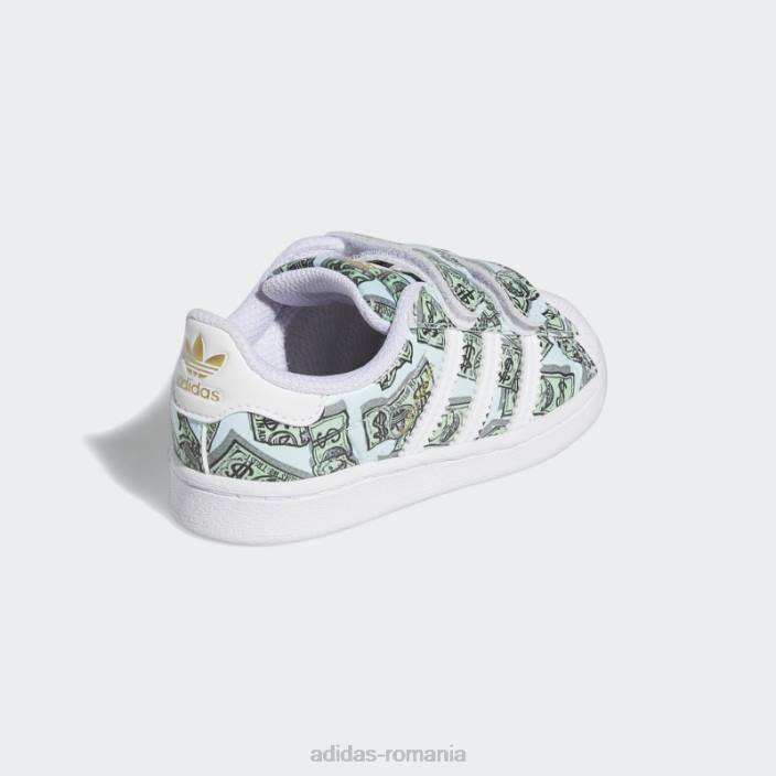 Adidas pantofi superstar cu imprimeu bani jeremy scott albi copii alb/auriu metalic 2JBN17978