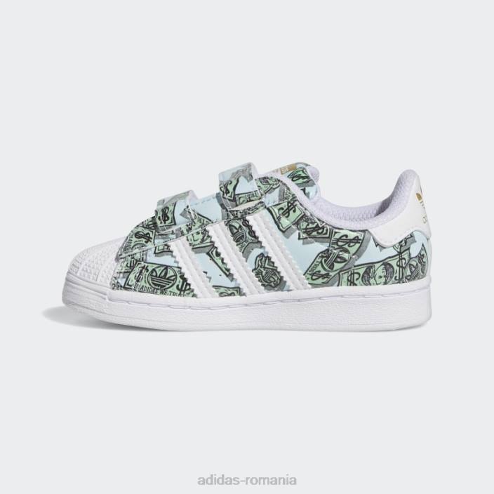 Adidas pantofi superstar cu imprimeu bani jeremy scott albi copii alb/auriu metalic 2JBN17978