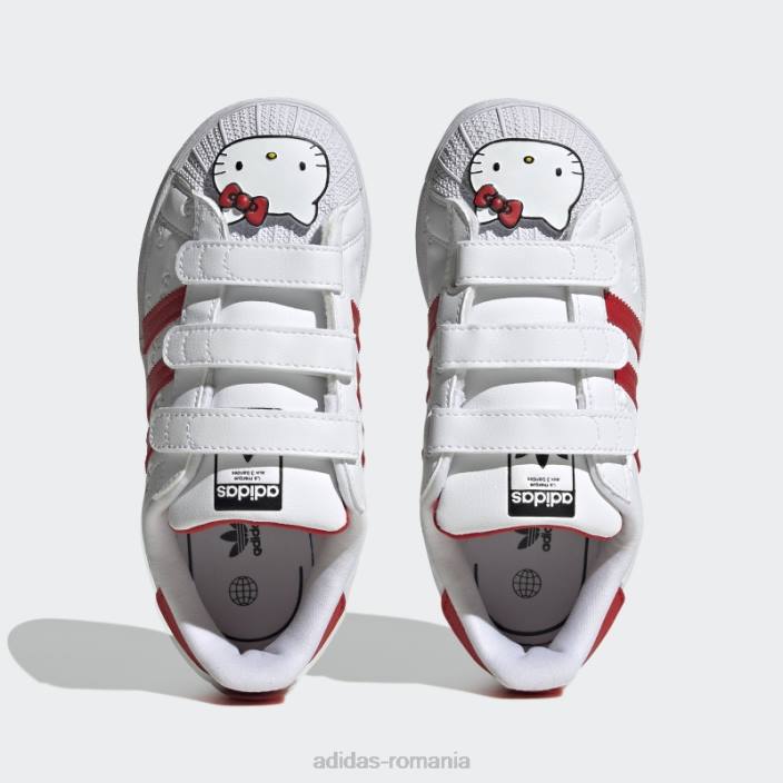 Adidas pantofi superstar hello kitty albi copii alb/rosu/negru 2JBN11564
