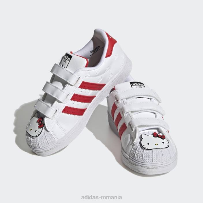 Adidas pantofi superstar hello kitty albi copii alb/rosu/negru 2JBN11564