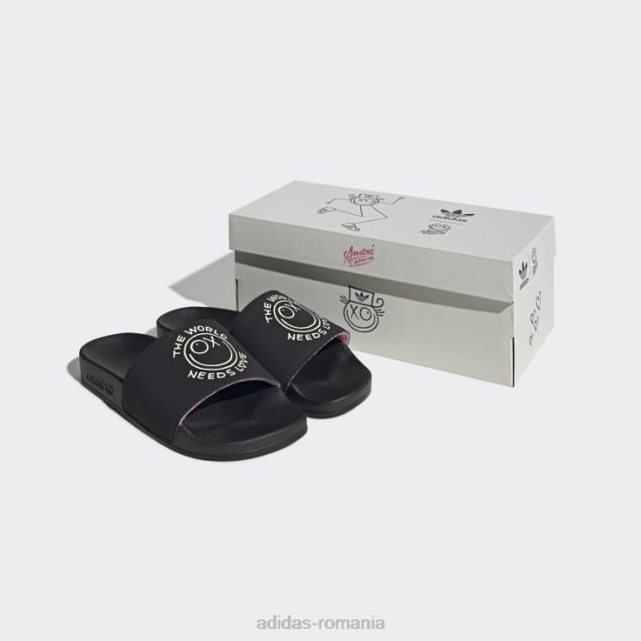 Adidas papuci adilette x andré saraiva negru copii negru/alb/roz 2JBN11497