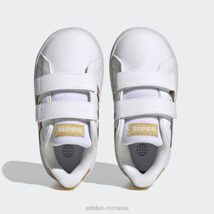 Adidas Grand Court pantofi cu cârlig și buclă stil de viață sustenabil alb adidas copii aur alb/mat 2JBN24540