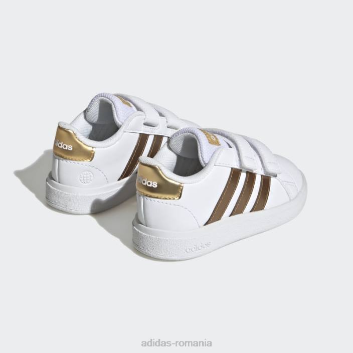 Adidas Grand Court pantofi cu cârlig și buclă stil de viață sustenabil alb adidas copii aur alb/mat 2JBN24540