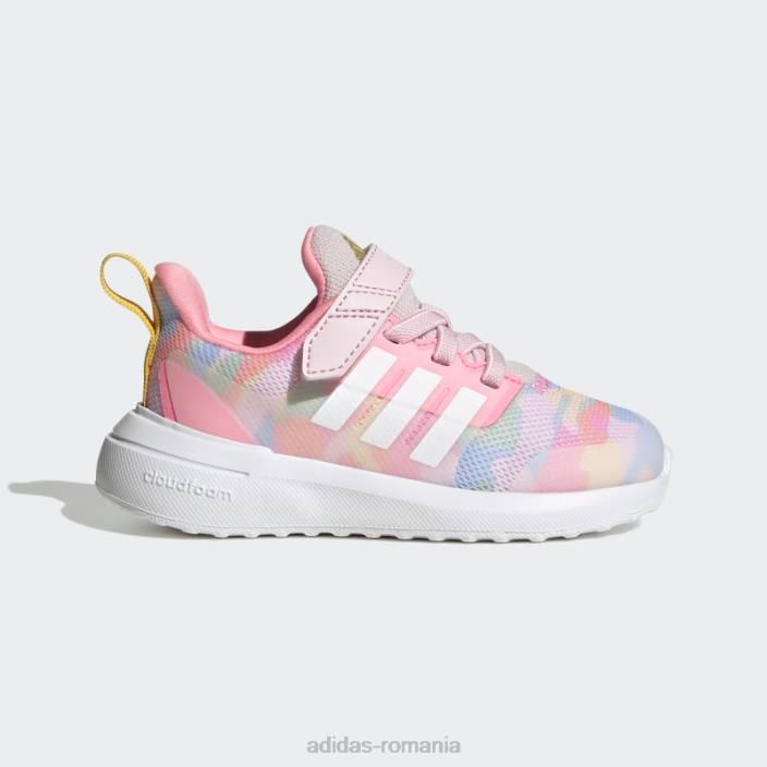 Adidas auriu fortarun 2.0 cloudfoam sport alergare elastic dantela top curea pantofi moda copii roz/alb/auriu 2JBN24455