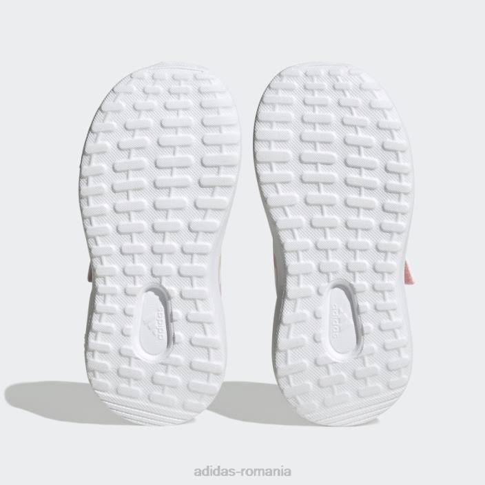 Adidas auriu fortarun 2.0 cloudfoam sport alergare elastic dantela top curea pantofi moda copii roz/alb/auriu 2JBN24455