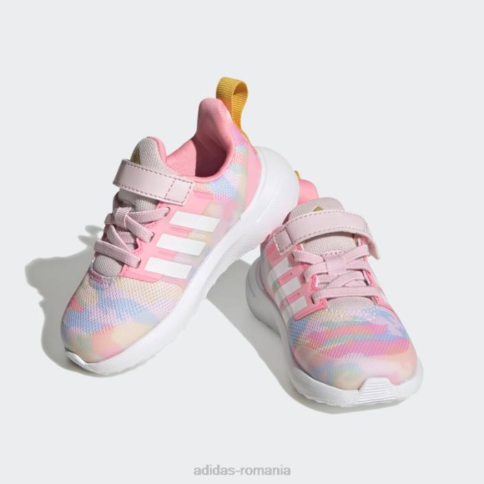 Adidas auriu fortarun 2.0 cloudfoam sport alergare elastic dantela top curea pantofi moda copii roz/alb/auriu 2JBN24455
