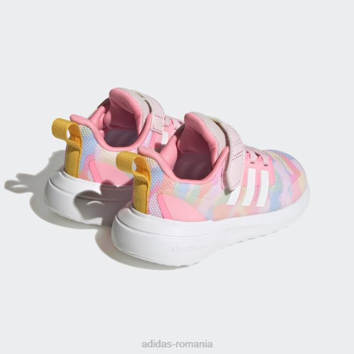 Adidas auriu fortarun 2.0 cloudfoam sport alergare elastic dantela top curea pantofi moda copii roz/alb/auriu 2JBN24455