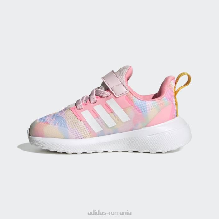 Adidas auriu fortarun 2.0 cloudfoam sport alergare elastic dantela top curea pantofi moda copii roz/alb/auriu 2JBN24455