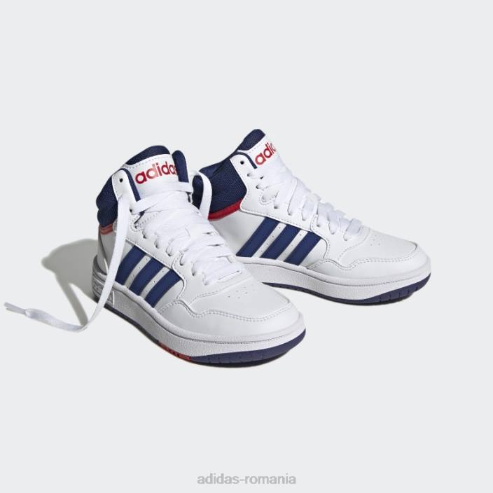 Adidas cercuri stacojii pantofi mijlocii moda copii alb/albastru victorie/stacojiu 2JBN24679