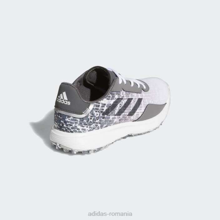 Adidas pantofi de golf gri juniori s2g fără vârfuri stilați copii alb/gri 2JBN24787