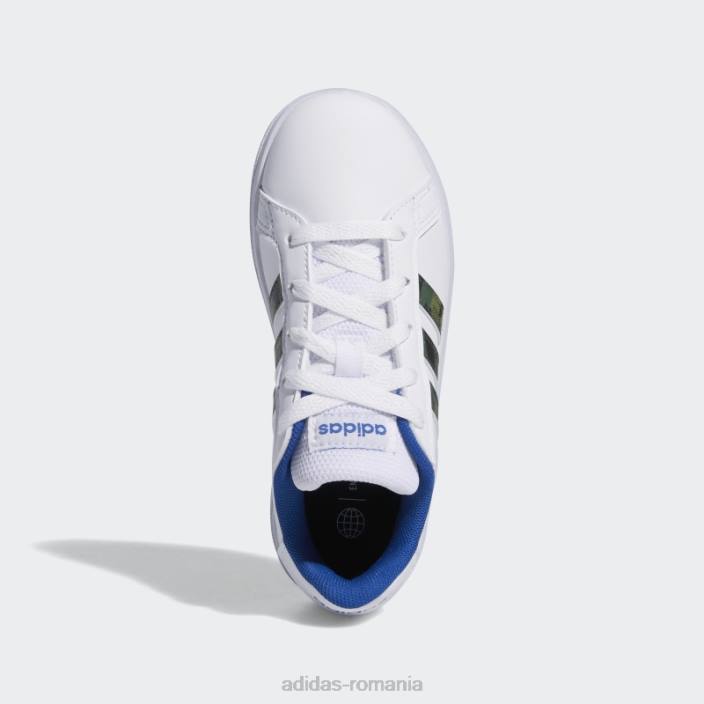 Adidas pantofi fashion blue royal grand court 2.0 copii alb/verde oxid/albastru regal 2JBN24609