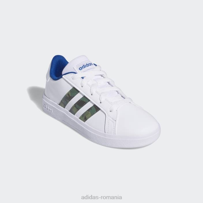 Adidas pantofi fashion blue royal grand court 2.0 copii alb/verde oxid/albastru regal 2JBN24609