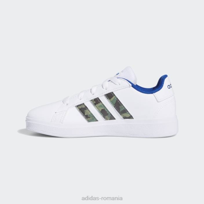 Adidas pantofi fashion blue royal grand court 2.0 copii alb/verde oxid/albastru regal 2JBN24609