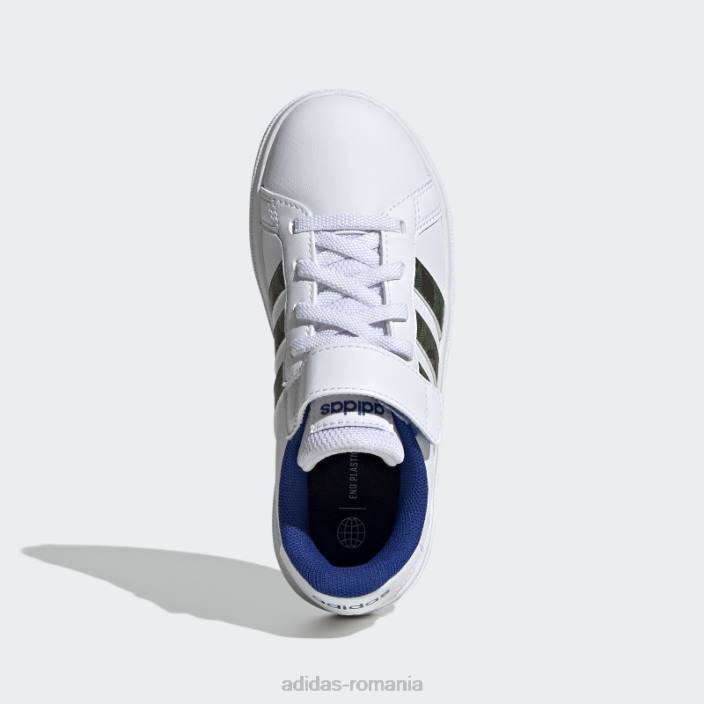 Adidas pantofi grand court royal blue 2.0 copii alb/verde oxid/albastru regal 2JBN24456