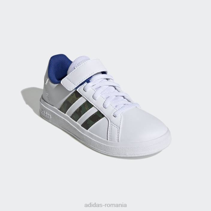 Adidas pantofi grand court royal blue 2.0 copii alb/verde oxid/albastru regal 2JBN24456
