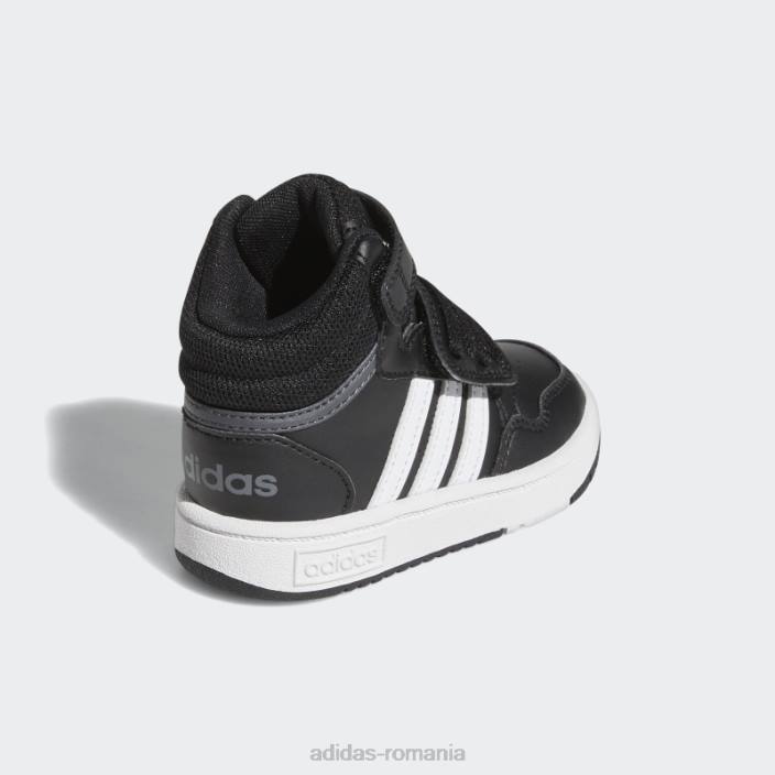 Adidas pantofi mijlocii hoops alb copii negru/alb/gri 2JBN24703