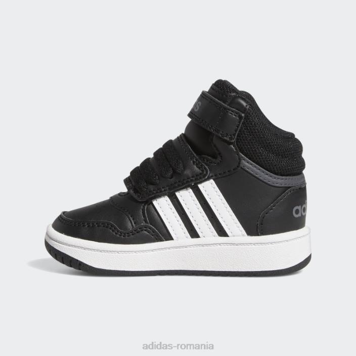 Adidas pantofi mijlocii hoops alb copii negru/alb/gri 2JBN24703