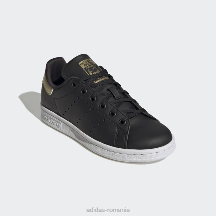 Adidas pantofi stan smith aurii metalici fierbinți copii negru/alb/auriu metalic 2JBN24798