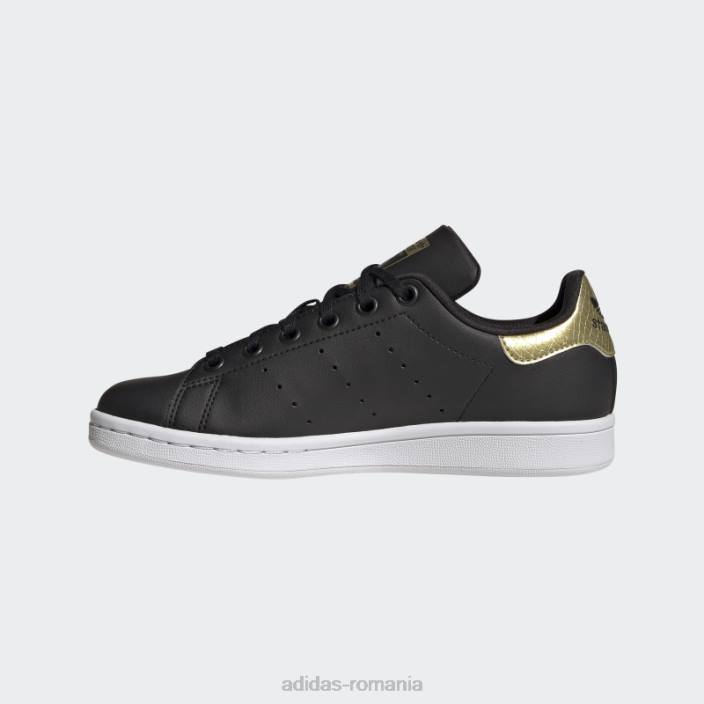 Adidas pantofi stan smith aurii metalici fierbinți copii negru/alb/auriu metalic 2JBN24798