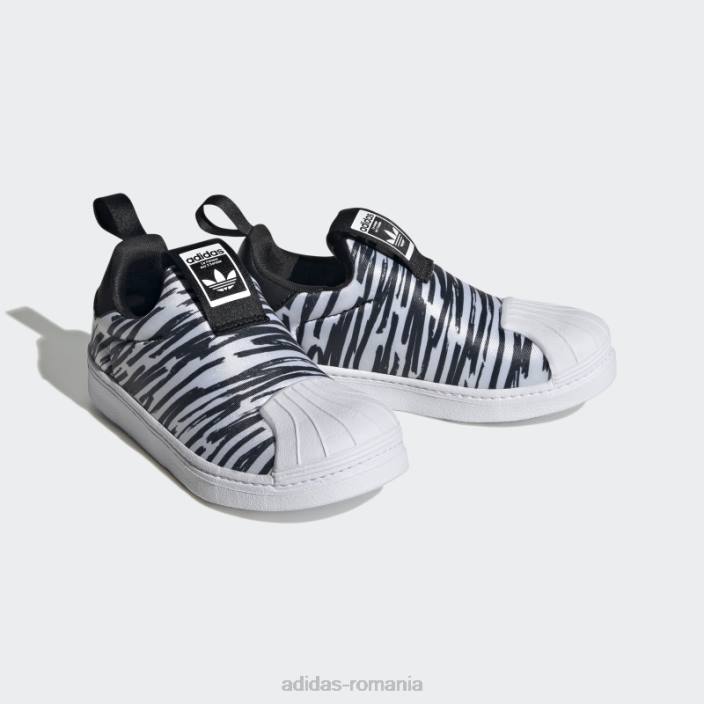 Adidas pantofi superstar 360 alb fashion copii alb negru 2JBN24722