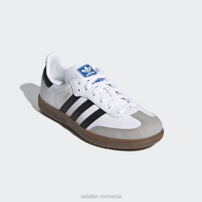 Adidas pantofi vegani samba albi copii alb/negru/gumă 2JBN24466