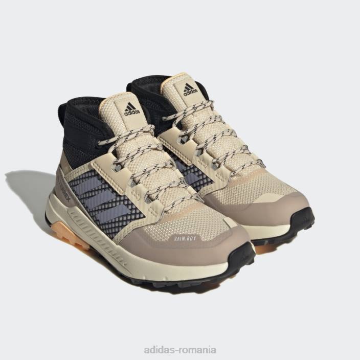Adidas nisip terrex trailmaker mid rain.rdy pantofi de drumeție copii nisip/violet argintiu/portocaliu 2JBN17777