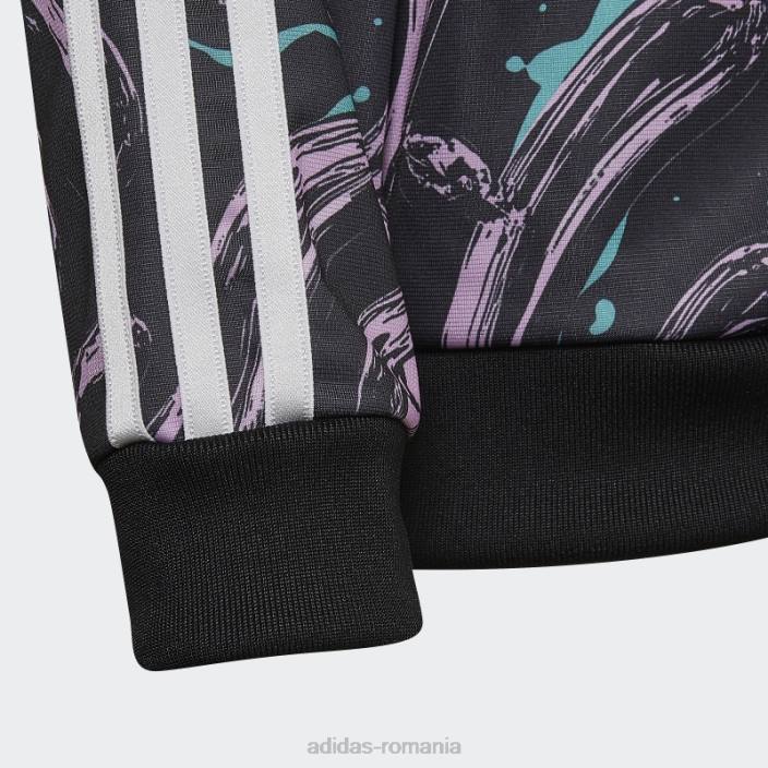 Adidas jachetă neagră din sst cu imprimeu peste tot copii papură neagră/liliac/mentă 2JBN25384