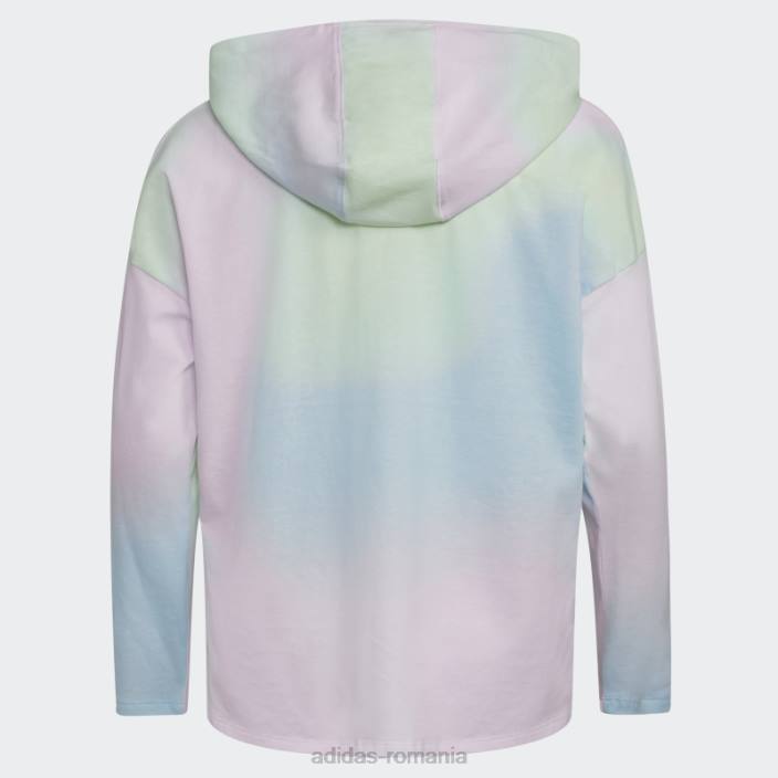 Adidas Tricou alb cu mânecă lungă, cu glugă, imprimeu cu tivul curbat copii alb 2JBN25439