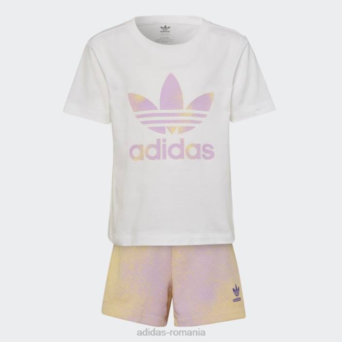 Adidas pantaloni scurți cu logo grafic și set de tricou adidas alb copii alb 2JBN25440