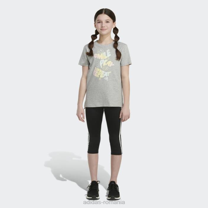 Adidas tricou adidas cu mânecă scurtă cu aerisire gri mediu copii gri mediu 2JBN25407