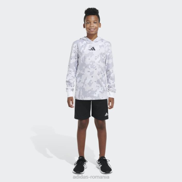 Adidas tricou alb cu glugă ls aop camo copii alb 2JBN25030
