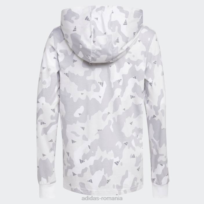 Adidas tricou alb cu glugă ls aop camo copii alb 2JBN25030