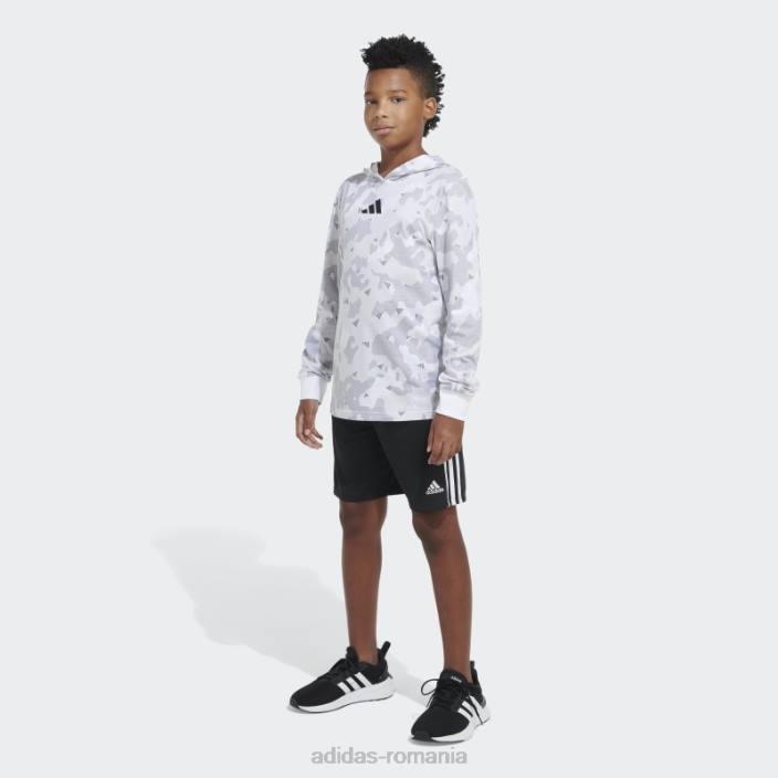 Adidas tricou alb cu glugă ls aop camo copii alb 2JBN25030