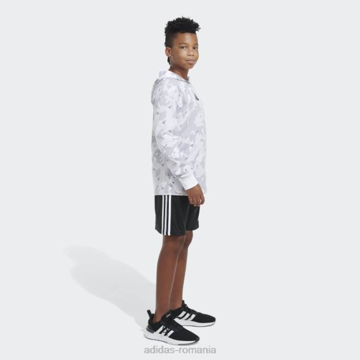 Adidas tricou alb cu glugă ls aop camo copii alb 2JBN25030