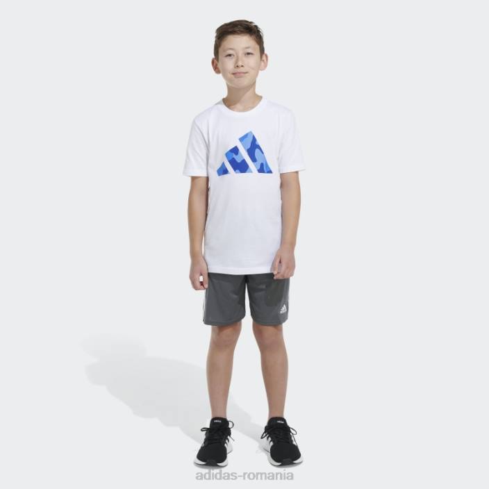 Adidas tricou alb cu logo ss camo copii alb 2JBN25025