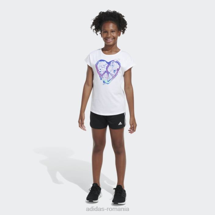 Adidas tricou alb cu mânecă șapcă copii alb 2JBN25426